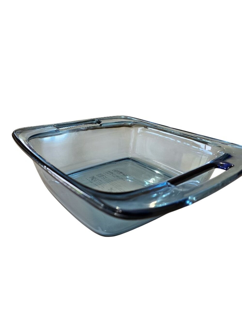Pyrex Easy Grab Blue Glass Pan 8" square Atlantic blue large handle 2qt colorful